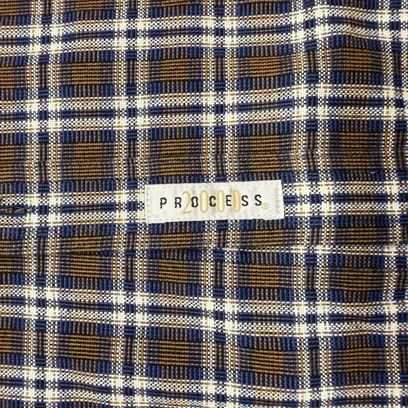 ✅ Mens L Savane Plaid Button-Up Shirt Process 2000 No Wrinkle Long Sleeve - Picture 7 of 9